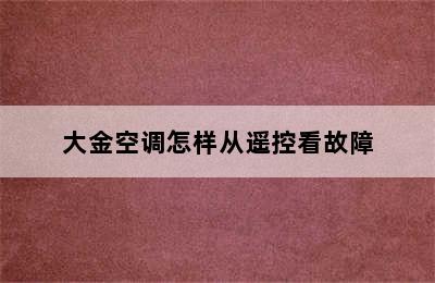 大金空调怎样从遥控看故障