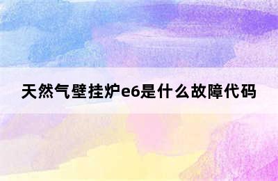 天然气壁挂炉e6是什么故障代码