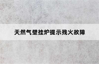 天然气壁挂炉提示残火故障