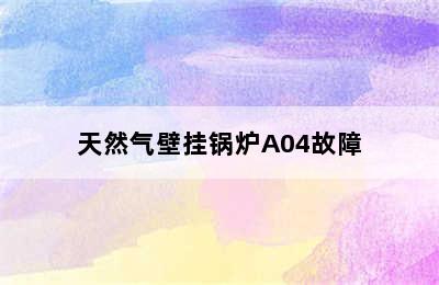 天然气壁挂锅炉A04故障