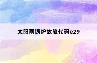 太阳雨锅炉故障代码e29