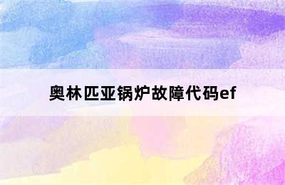 奥林匹亚锅炉故障代码ef