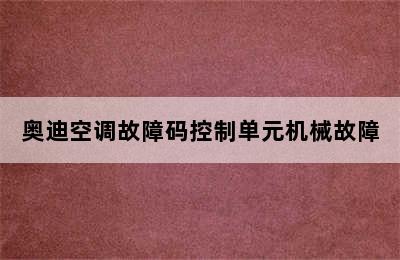 奥迪空调故障码控制单元机械故障