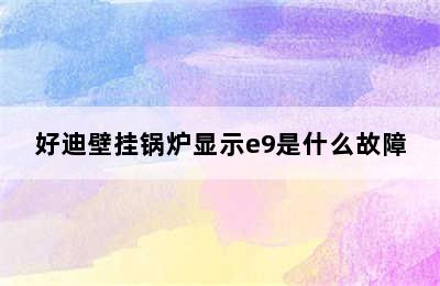 好迪壁挂锅炉显示e9是什么故障