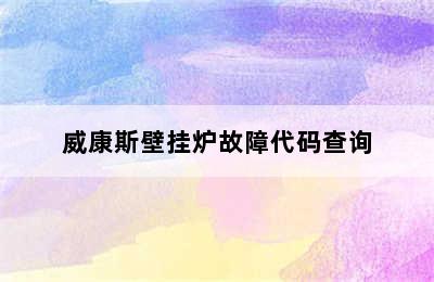 威康斯壁挂炉故障代码查询