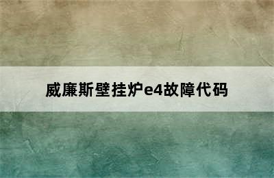 威廉斯壁挂炉e4故障代码