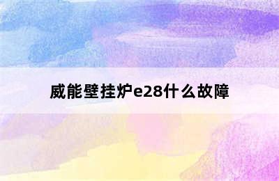 威能壁挂炉e28什么故障