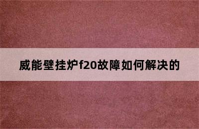 威能壁挂炉f20故障如何解决的