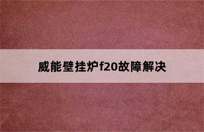 威能壁挂炉f20故障解决