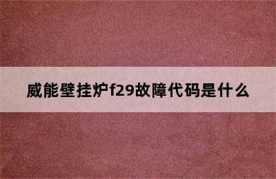 威能壁挂炉f29故障代码是什么