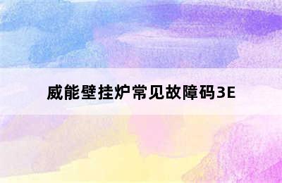 威能壁挂炉常见故障码3E