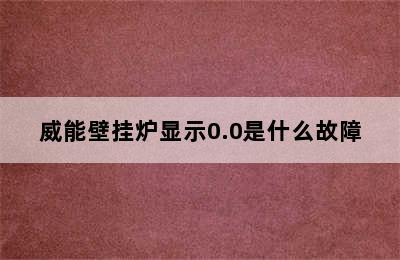 威能壁挂炉显示0.0是什么故障