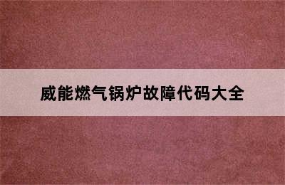 威能燃气锅炉故障代码大全