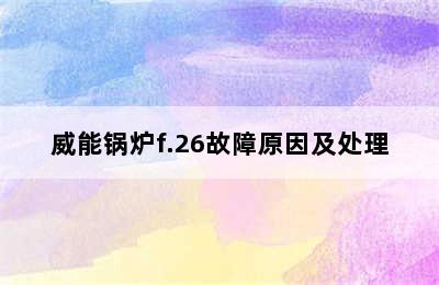 威能锅炉f.26故障原因及处理