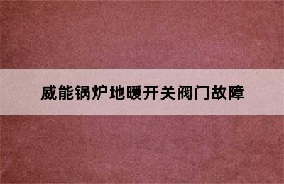 威能锅炉地暖开关阀门故障