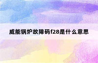 威能锅炉故障码f28是什么意思