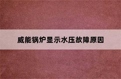 威能锅炉显示水压故障原因