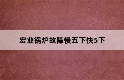 宏业锅炉故障慢五下快5下