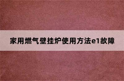 家用燃气壁挂炉使用方法e1故障