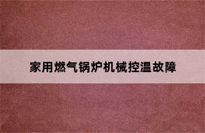 家用燃气锅炉机械控温故障