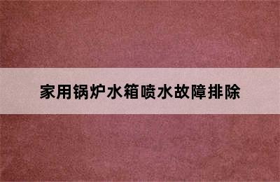 家用锅炉水箱喷水故障排除