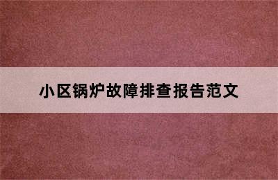 小区锅炉故障排查报告范文