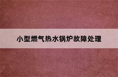 小型燃气热水锅炉故障处理