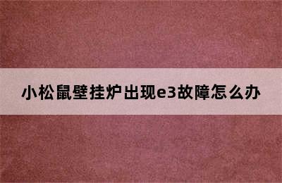 小松鼠壁挂炉出现e3故障怎么办