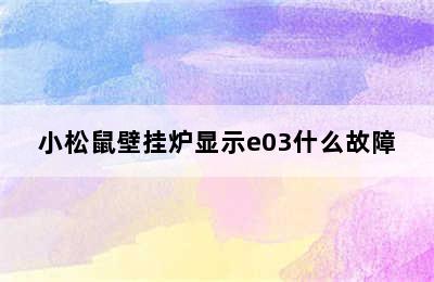 小松鼠壁挂炉显示e03什么故障