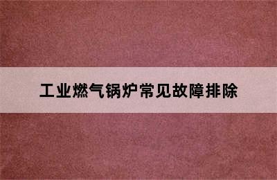 工业燃气锅炉常见故障排除