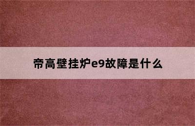 帝高壁挂炉e9故障是什么