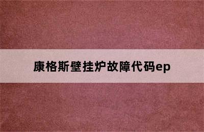 康格斯壁挂炉故障代码ep