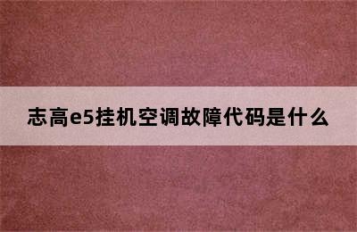 志高e5挂机空调故障代码是什么