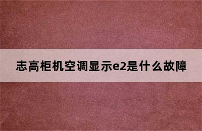 志高柜机空调显示e2是什么故障