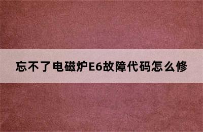 忘不了电磁炉E6故障代码怎么修