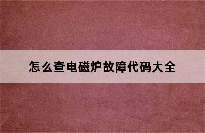 怎么查电磁炉故障代码大全