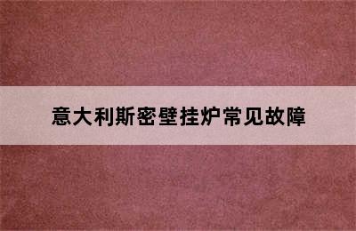 意大利斯密壁挂炉常见故障