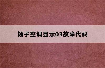 扬子空调显示03故障代码