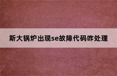 斯大锅炉出现se故障代码咋处理