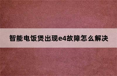 智能电饭煲出现e4故障怎么解决