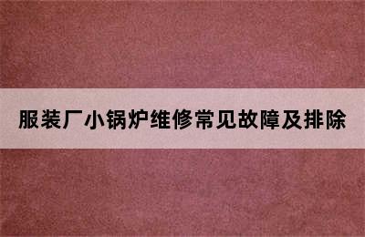 服装厂小锅炉维修常见故障及排除