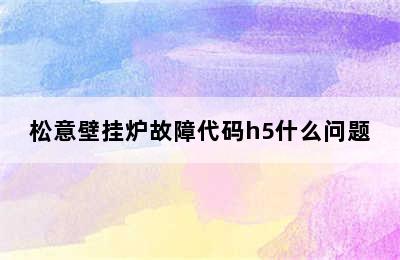 松意壁挂炉故障代码h5什么问题