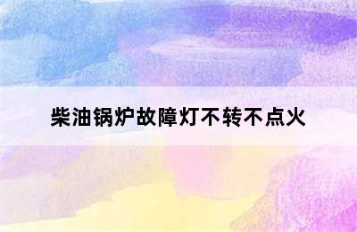 柴油锅炉故障灯不转不点火