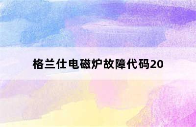 格兰仕电磁炉故障代码20