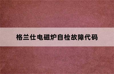 格兰仕电磁炉自检故障代码