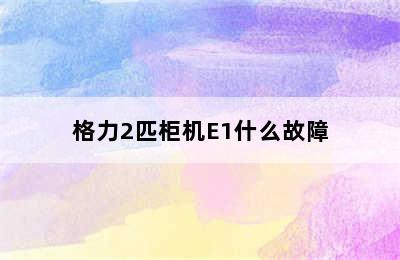 格力2匹柜机E1什么故障