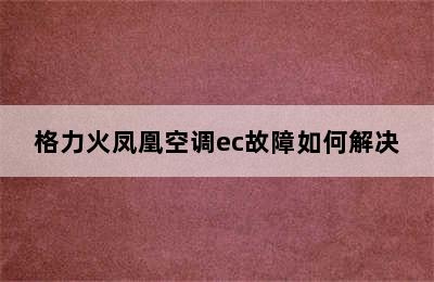 格力火凤凰空调ec故障如何解决