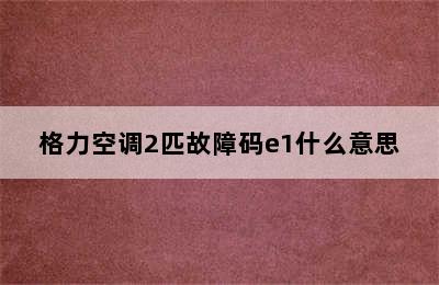 格力空调2匹故障码e1什么意思