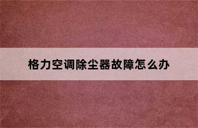 格力空调除尘器故障怎么办