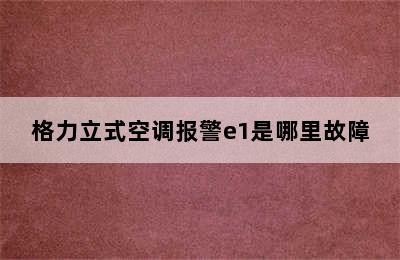 格力立式空调报警e1是哪里故障